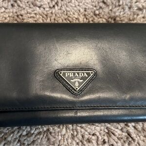 Prada Charcoal Leather Wallet